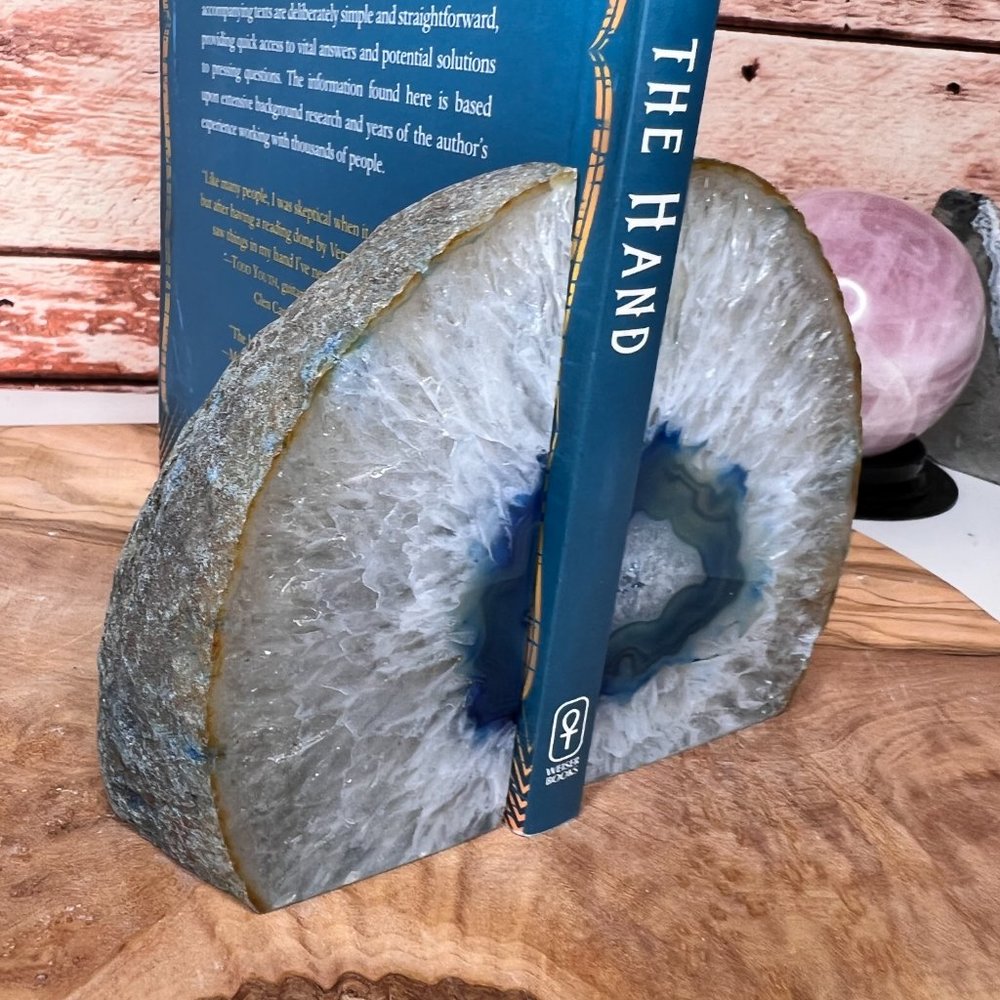 Blue Agate Crystal Bookend Pair Healing Decor - Picture 13 of 13